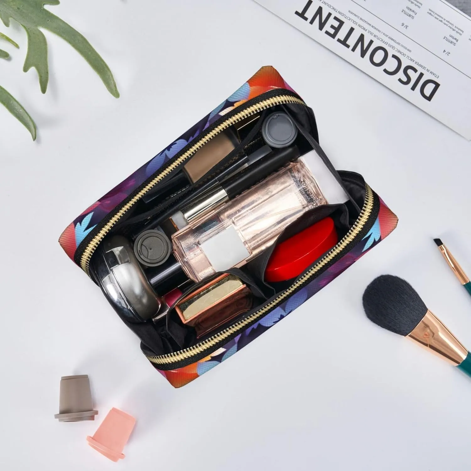 Flower Toiletry Pouch, Travel-Friendly Makeup Organizer For Makeup Brushes, Lipsticks