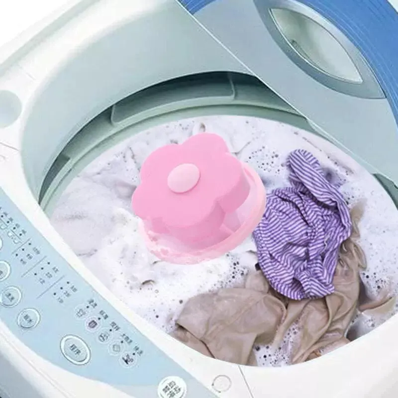 Flower Washing Machine Mesh Filter, Reusable Washing Machine Floating Lint Mesh Bag, Hair Filter Net Pouch, Washer Hair Catcher