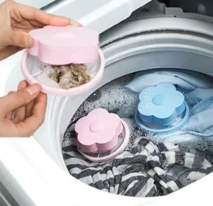 Flower Washing Machine Mesh Filter, Reusable Washing Machine Floating Lint Mesh Bag, Hair Filter Net Pouch, Washer Hair Catcher