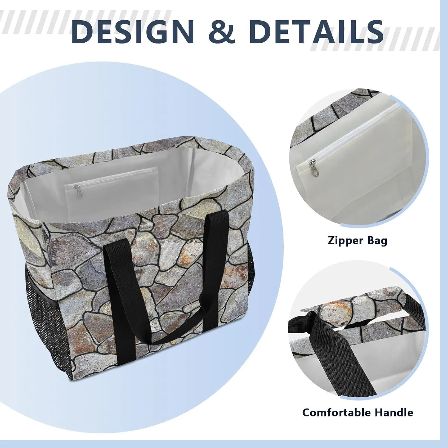 Foldable Grocery Reusable Tote Grocery Bag, Travel Canvas Shoulder Bags, Large Casual Laundry Pool Beach Bag