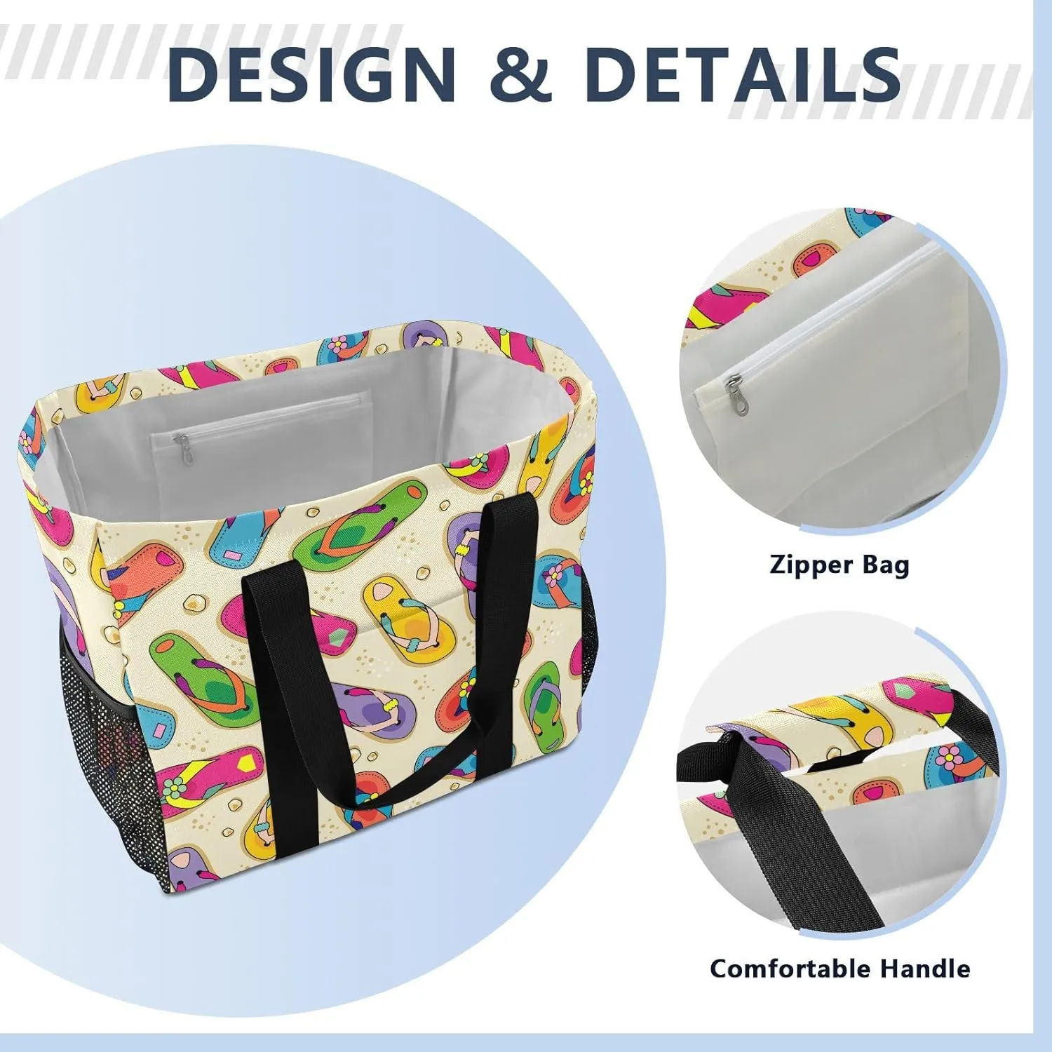 Foldable Grocery Reusable Tote Grocery Bag, Travel Canvas Shoulder Bags, Large Casual Laundry Pool Beach Bag