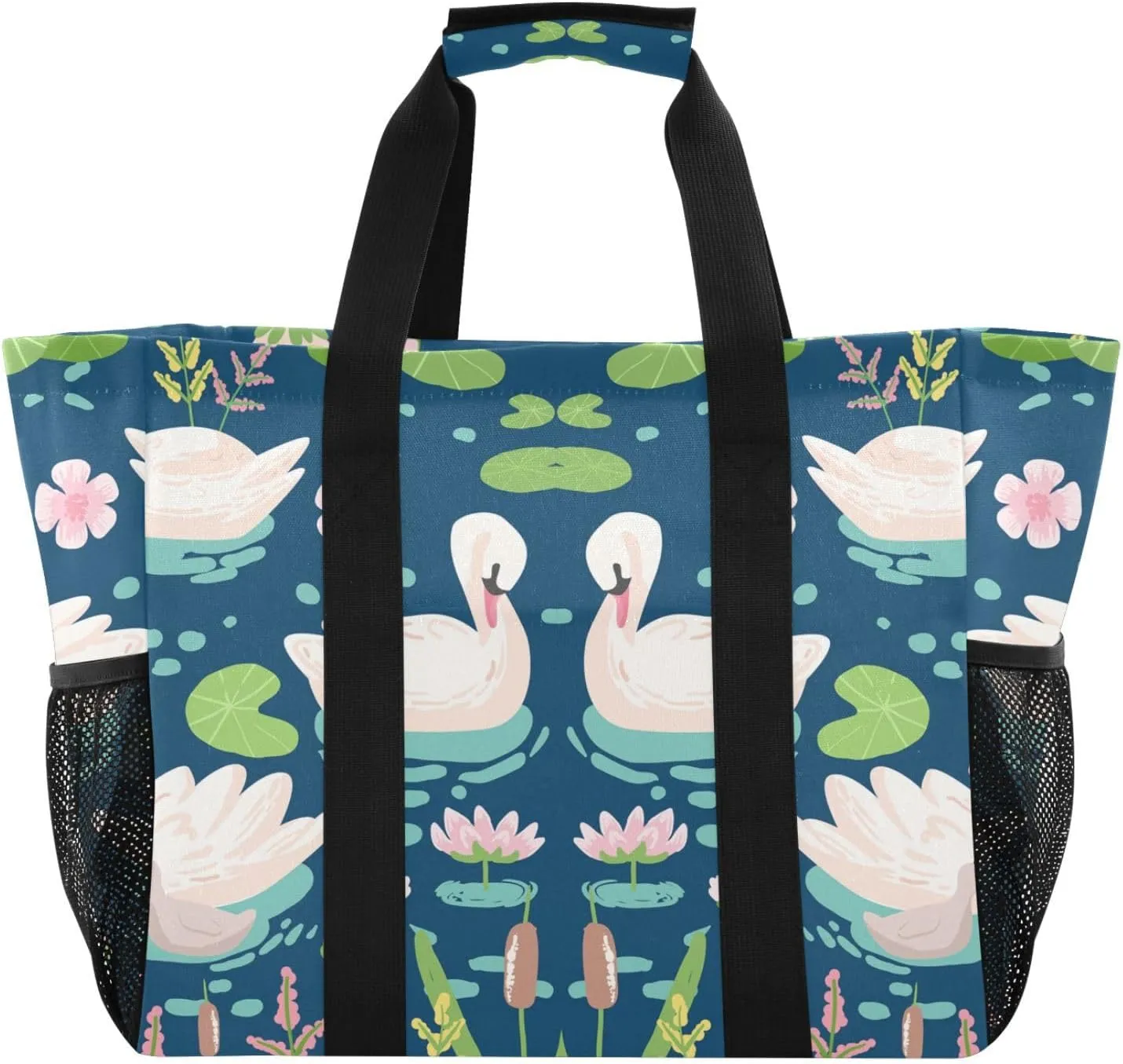 Foldable Grocery Reusable Tote Grocery Bag, Travel Canvas Shoulder Bags, Large Casual Laundry Pool Beach Bag