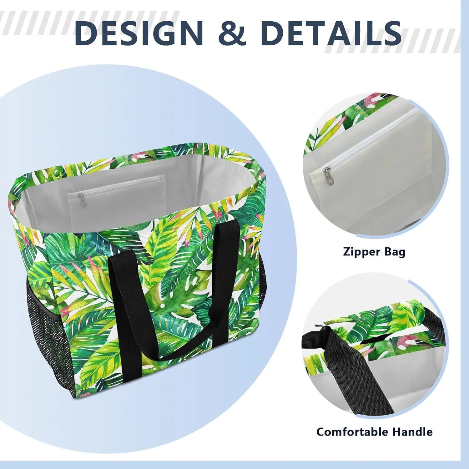 Foldable Grocery Reusable Tote Grocery Bag, Travel Canvas Shoulder Bags, Large Casual Laundry Pool Beach Bag
