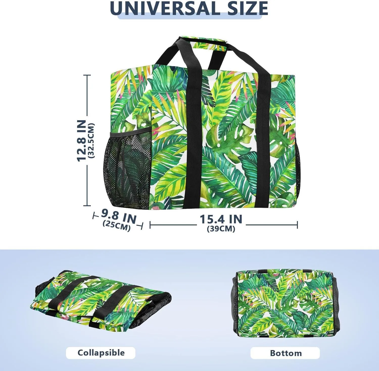 Foldable Grocery Reusable Tote Grocery Bag, Travel Canvas Shoulder Bags, Large Casual Laundry Pool Beach Bag