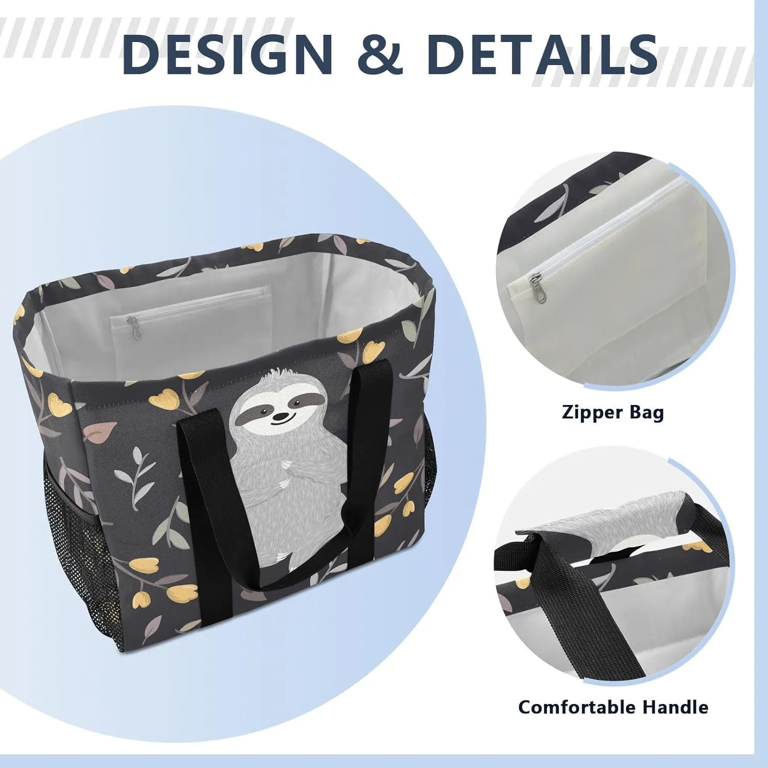 Foldable Grocery Reusable Tote Grocery Bag, Travel Canvas Shoulder Bags, Large Casual Laundry Pool Beach Bag