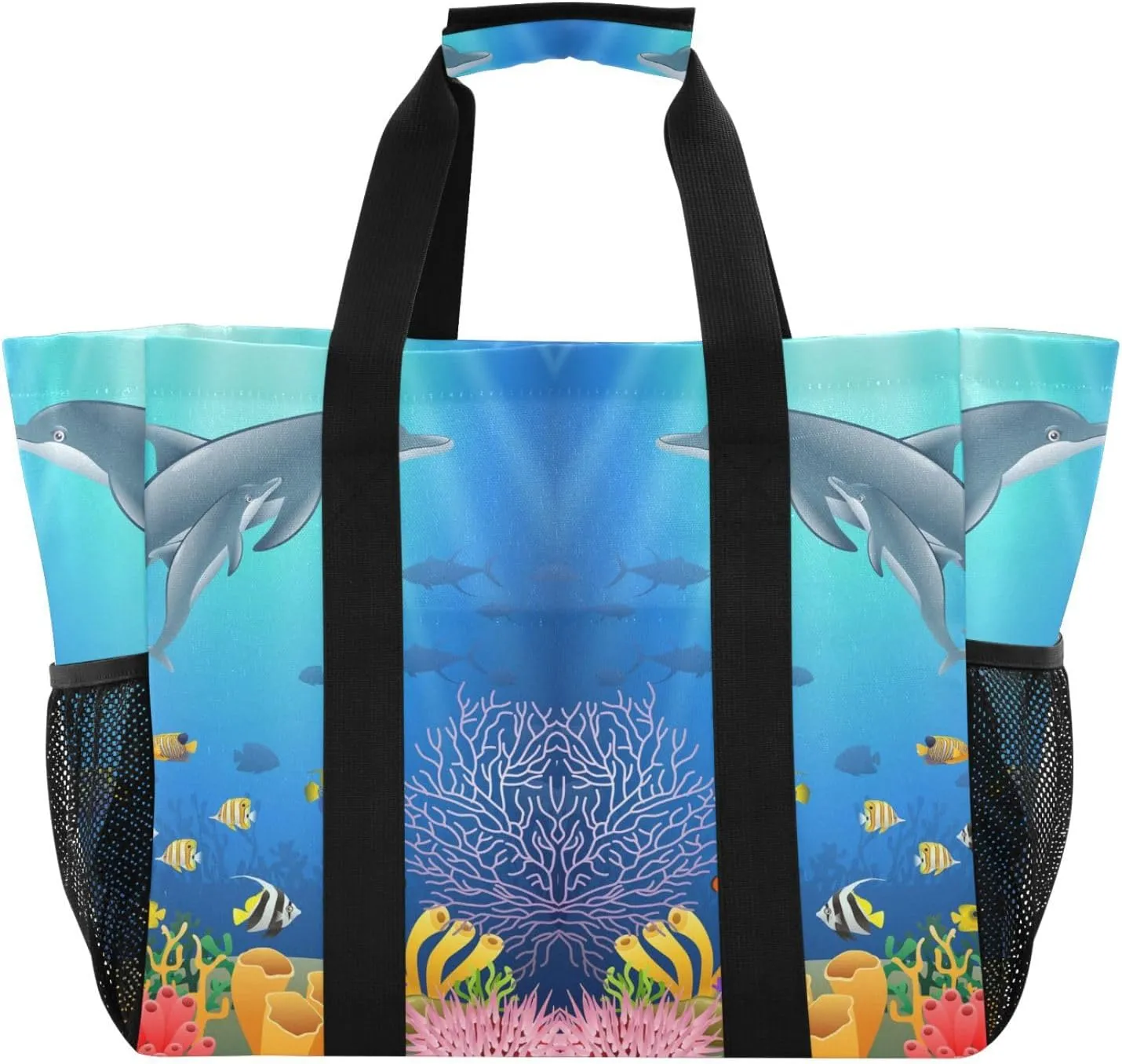 Foldable Grocery Reusable Tote Grocery Bag, Travel Canvas Shoulder Bags, Large Casual Laundry Pool Beach Bag