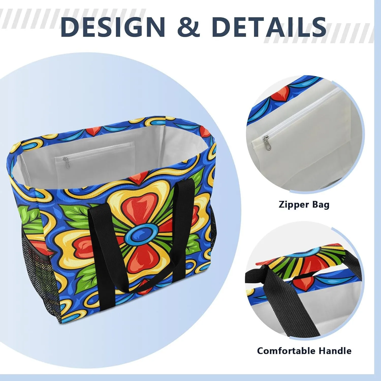 Foldable Grocery Reusable Tote Grocery Bag, Travel Canvas Shoulder Bags, Large Casual Laundry Pool Beach Bag