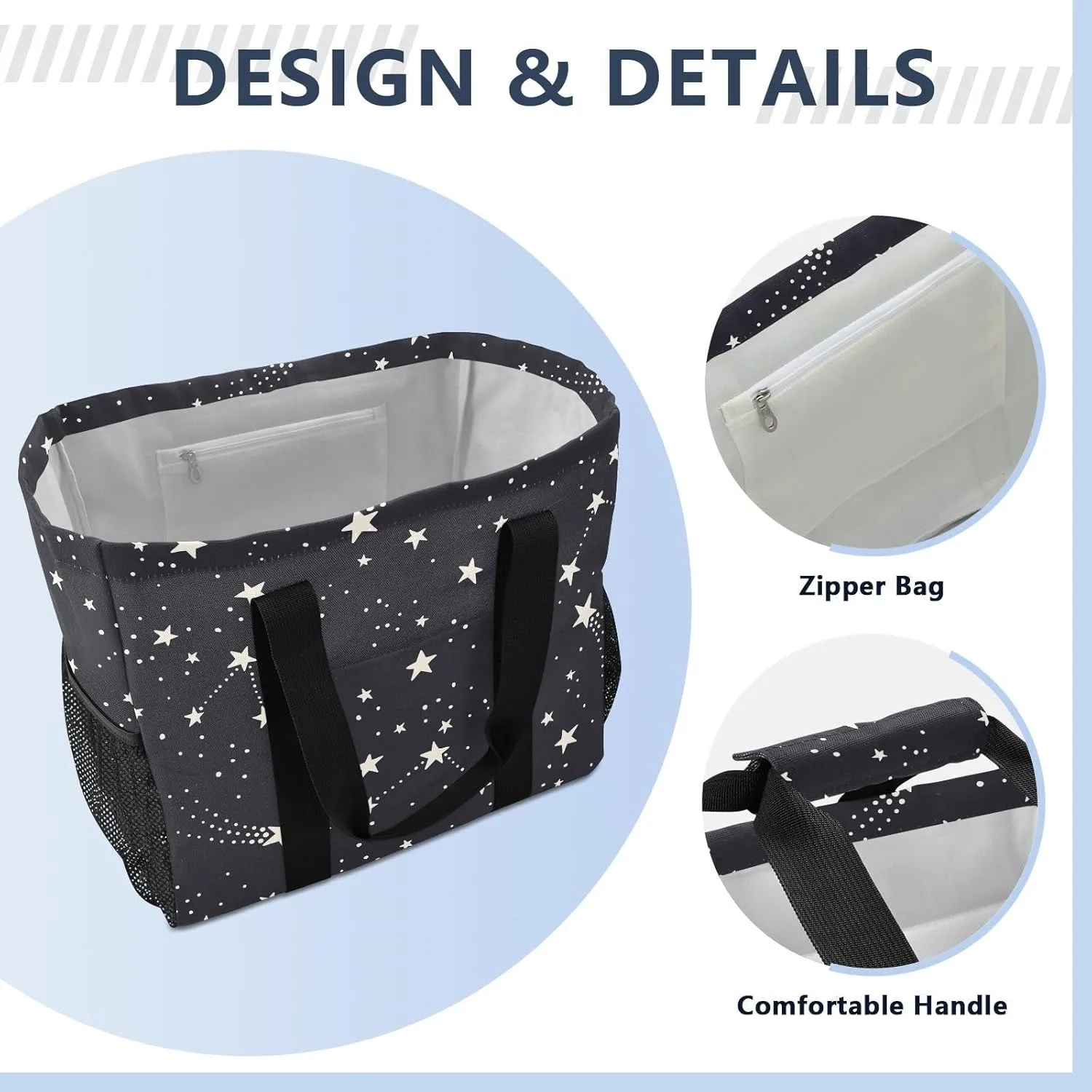 Foldable Grocery Reusable Tote Grocery Bag, Travel Canvas Shoulder Bags, Large Casual Laundry Pool Beach Bag