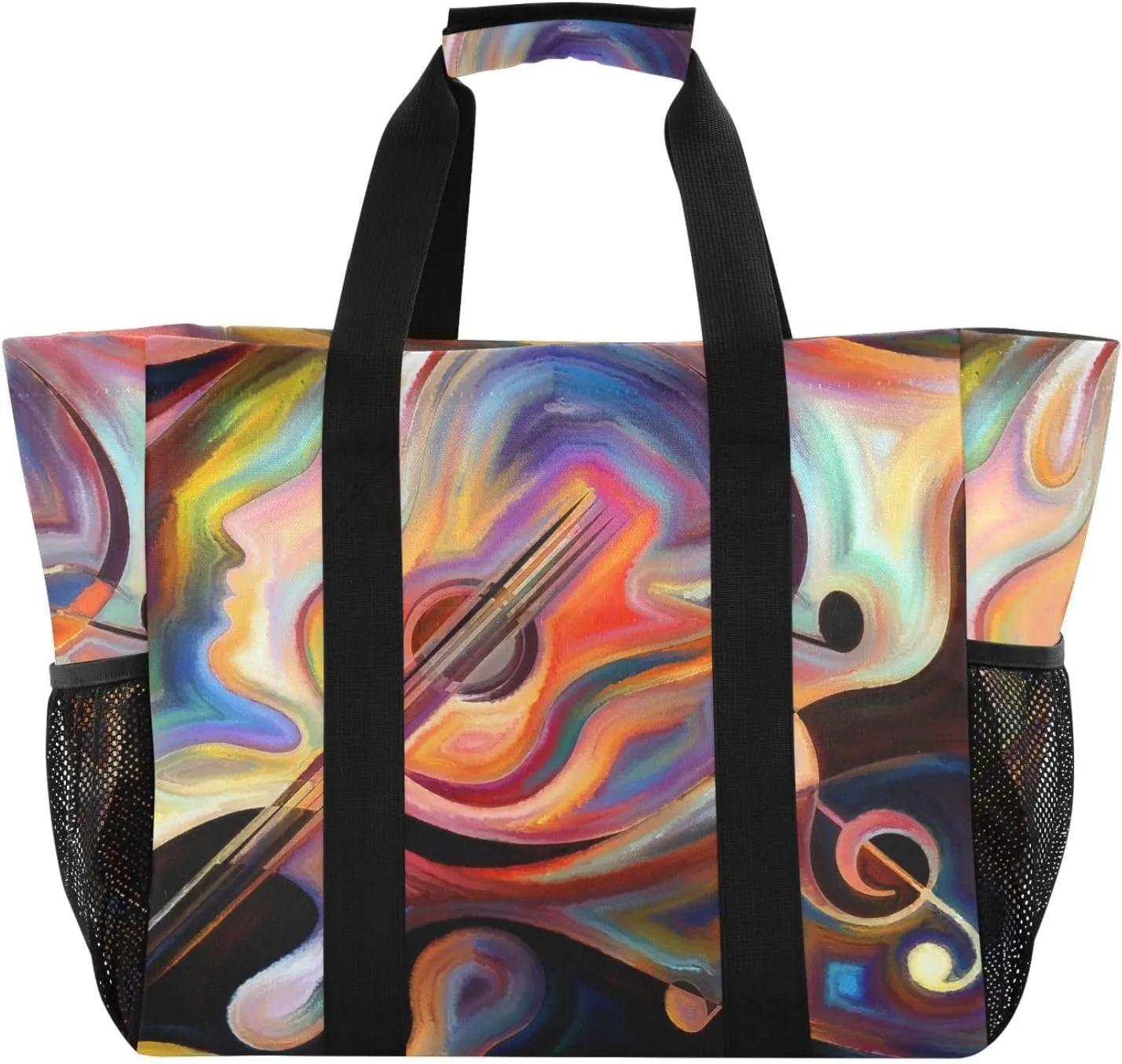 Foldable Grocery Reusable Tote Grocery Bag, Travel Canvas Shoulder Bags, Large Casual Laundry Pool Beach Bag