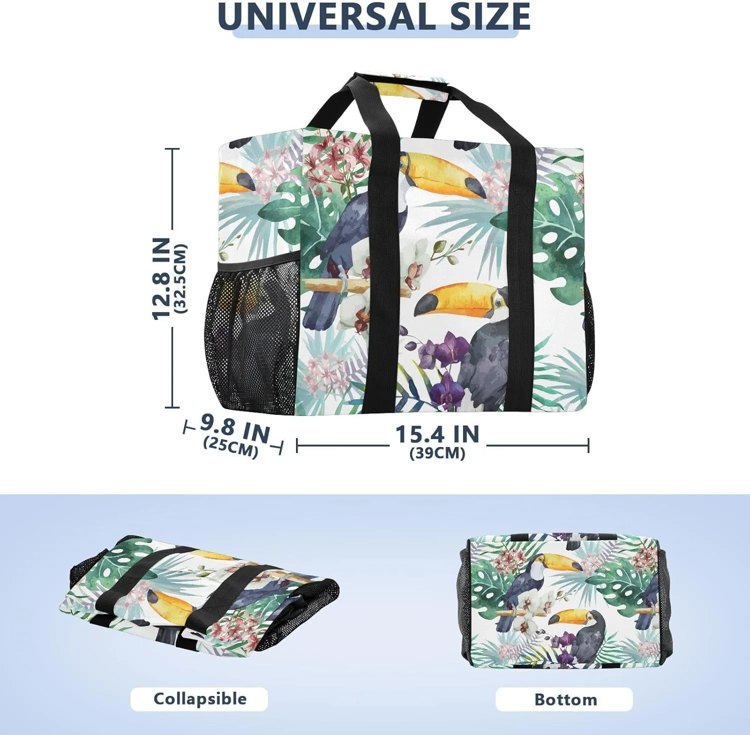 Foldable Grocery Reusable Tote Grocery Bag, Travel Canvas Shoulder Bags, Large Casual Laundry Pool Beach Bag