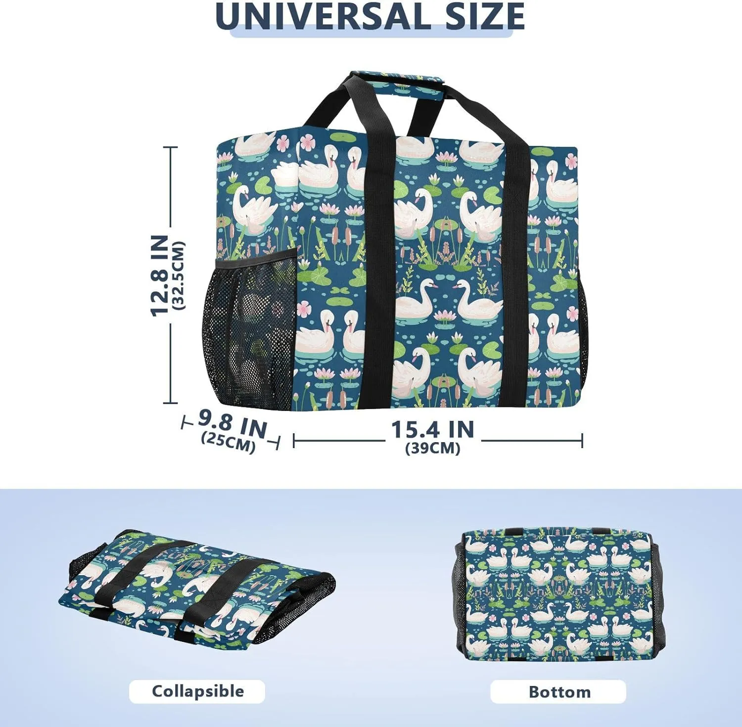 Foldable Grocery Reusable Tote Grocery Bag, Travel Canvas Shoulder Bags, Large Casual Laundry Pool Beach Bag