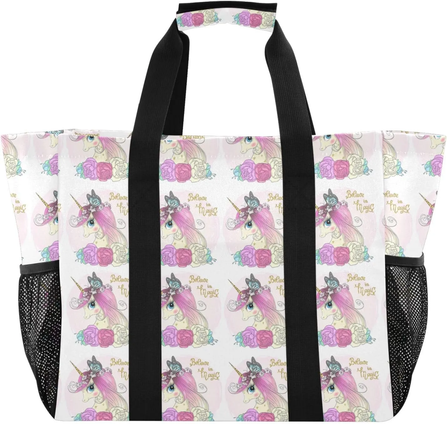 Foldable Grocery Reusable Tote Grocery Bag, Travel Canvas Shoulder Bags, Large Casual Laundry Pool Beach Bag