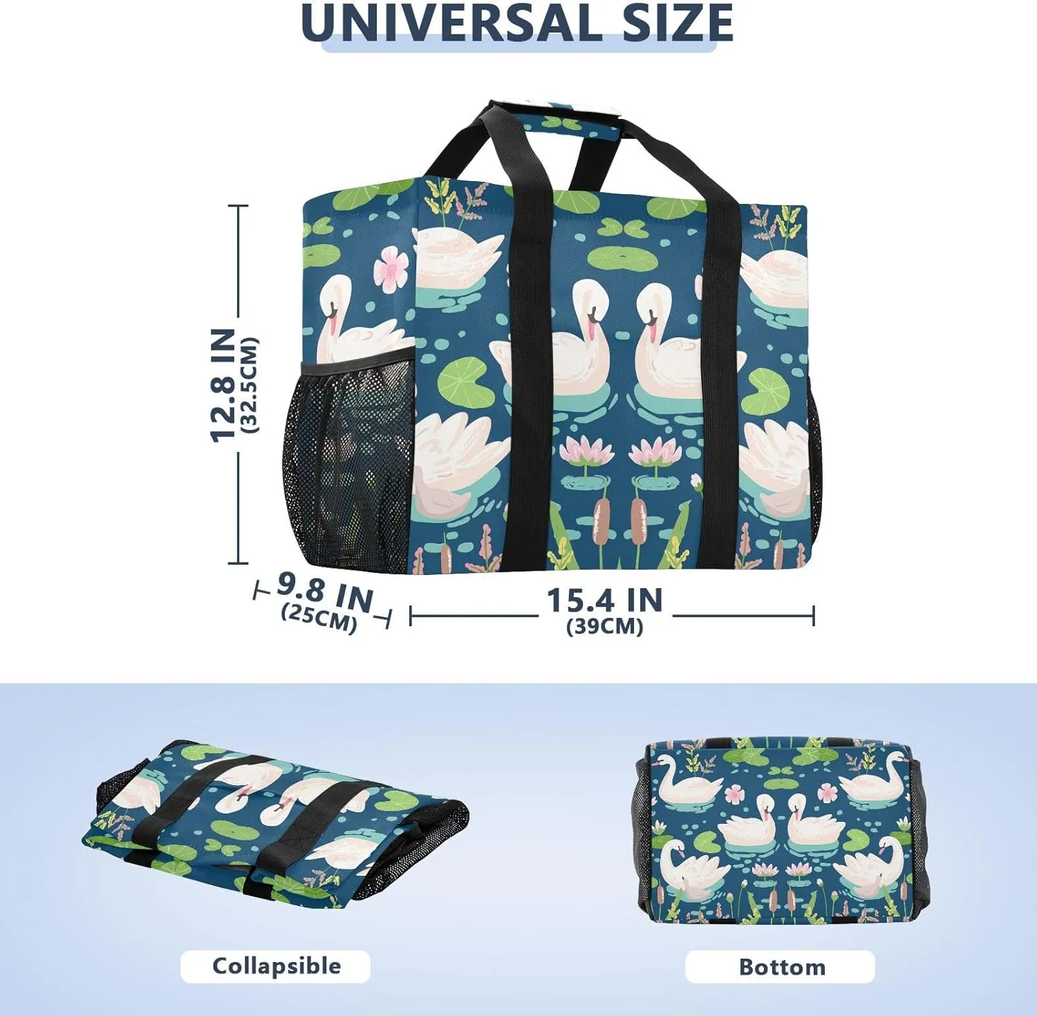 Foldable Grocery Reusable Tote Grocery Bag, Travel Canvas Shoulder Bags, Large Casual Laundry Pool Beach Bag