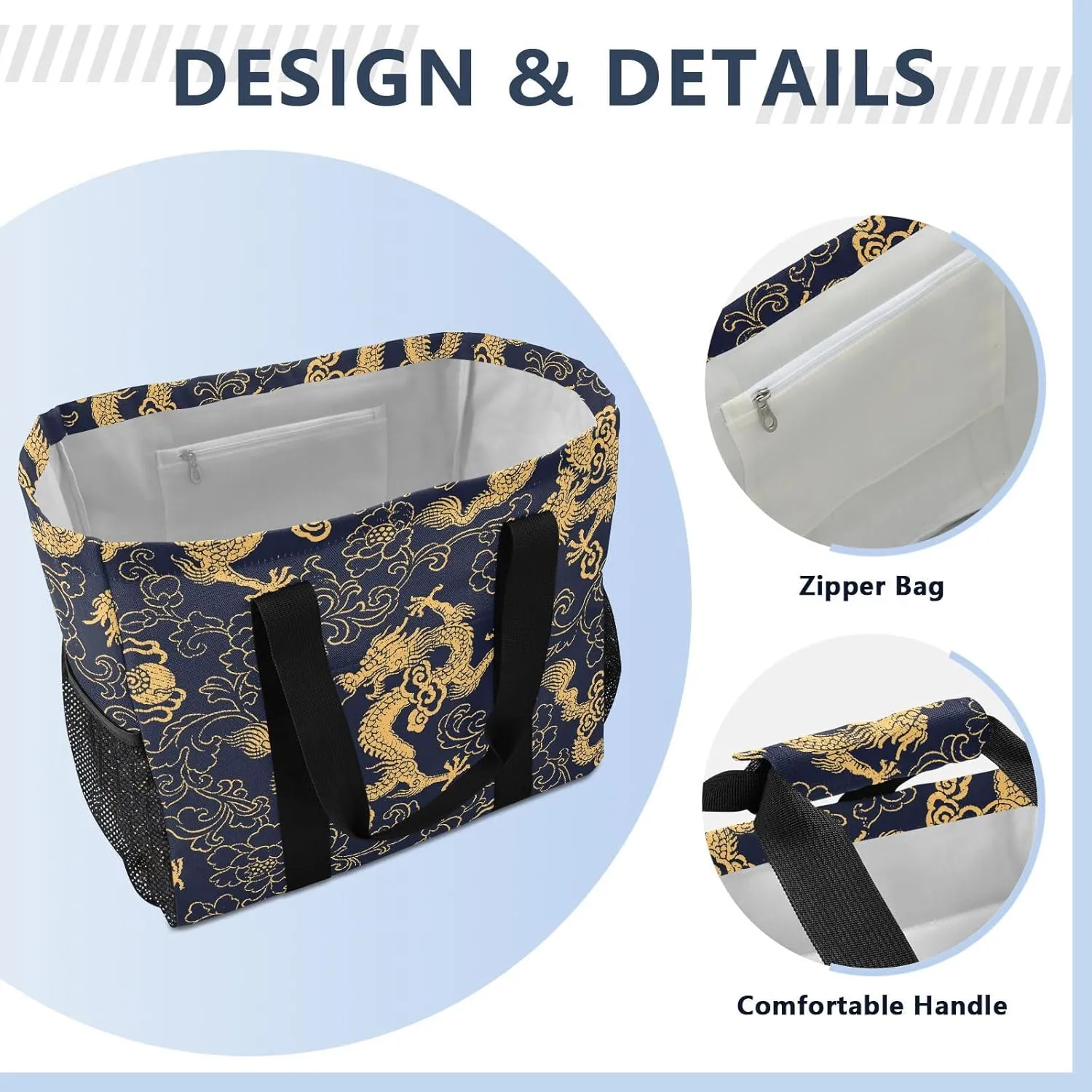 Foldable Grocery Reusable Tote Grocery Bag, Travel Canvas Shoulder Bags, Large Casual Laundry Pool Beach Bag