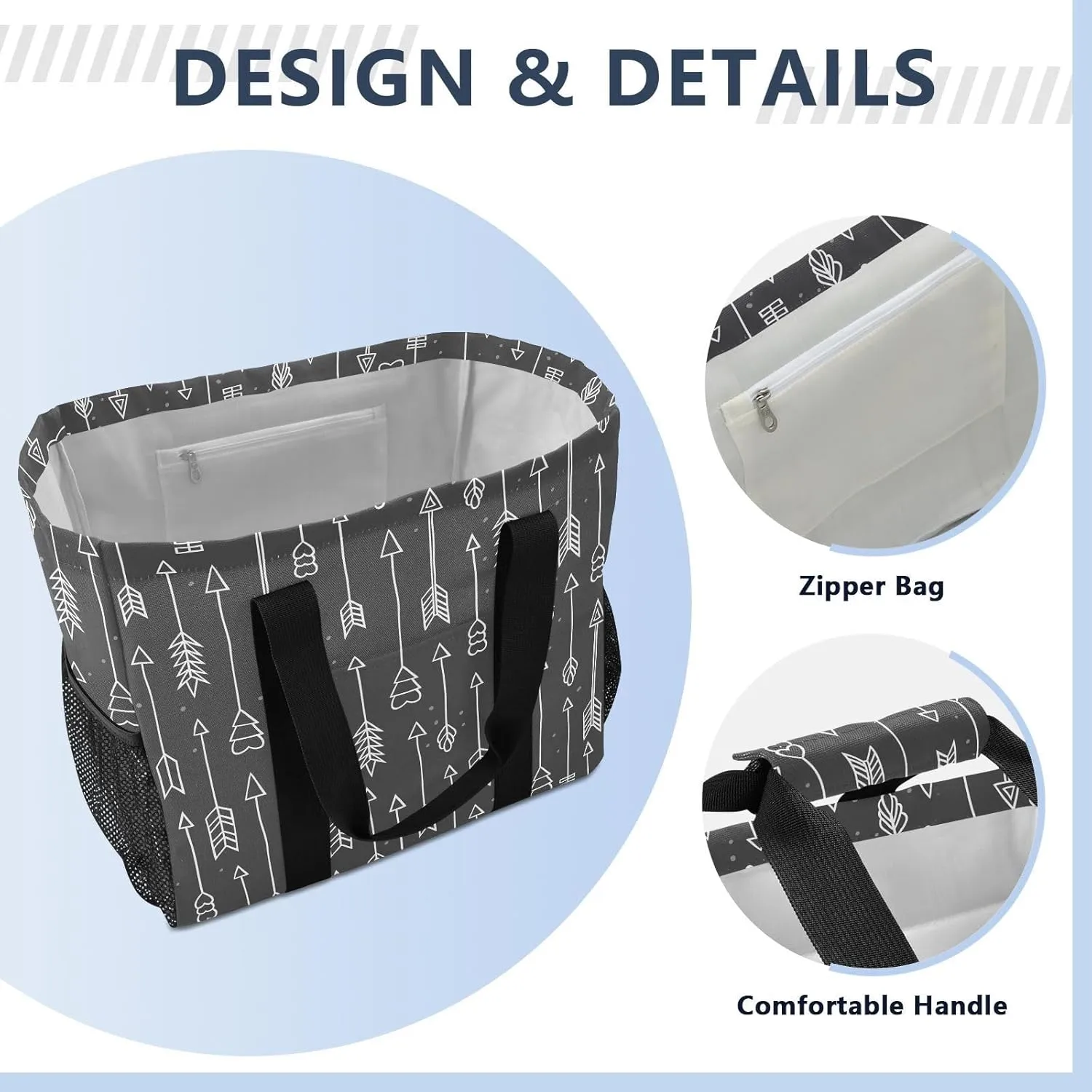 Foldable Grocery Reusable Tote Grocery Bag, Travel Canvas Shoulder Bags, Large Casual Laundry Pool Beach Bag