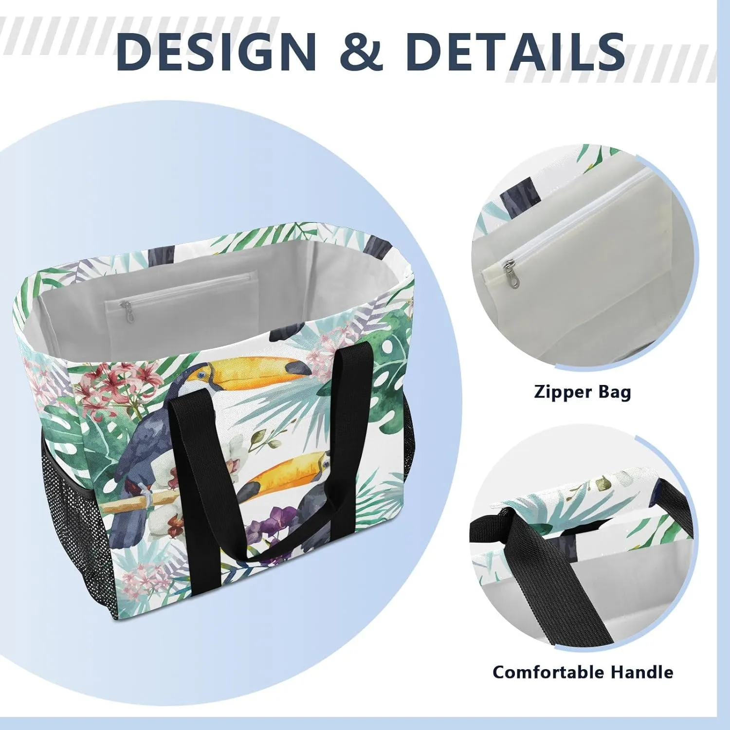 Foldable Grocery Reusable Tote Grocery Bag, Travel Canvas Shoulder Bags, Large Casual Laundry Pool Beach Bag