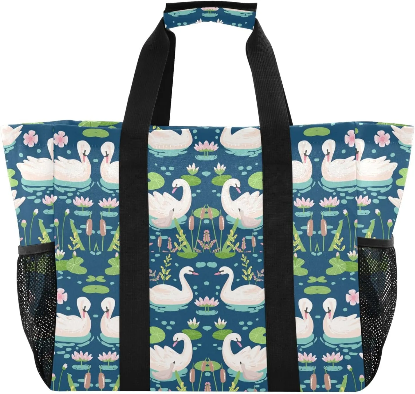 Foldable Grocery Reusable Tote Grocery Bag, Travel Canvas Shoulder Bags, Large Casual Laundry Pool Beach Bag
