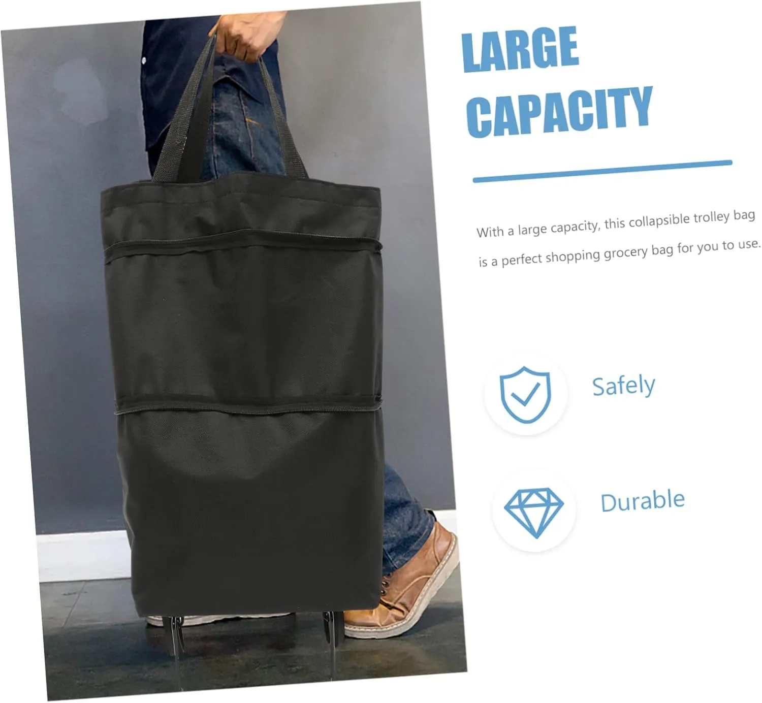 Foldable Wheel Storage Bag Tote Bags Trolley Sleeve for Laundry Cart Moving Bag Carts Wheels for Shopping