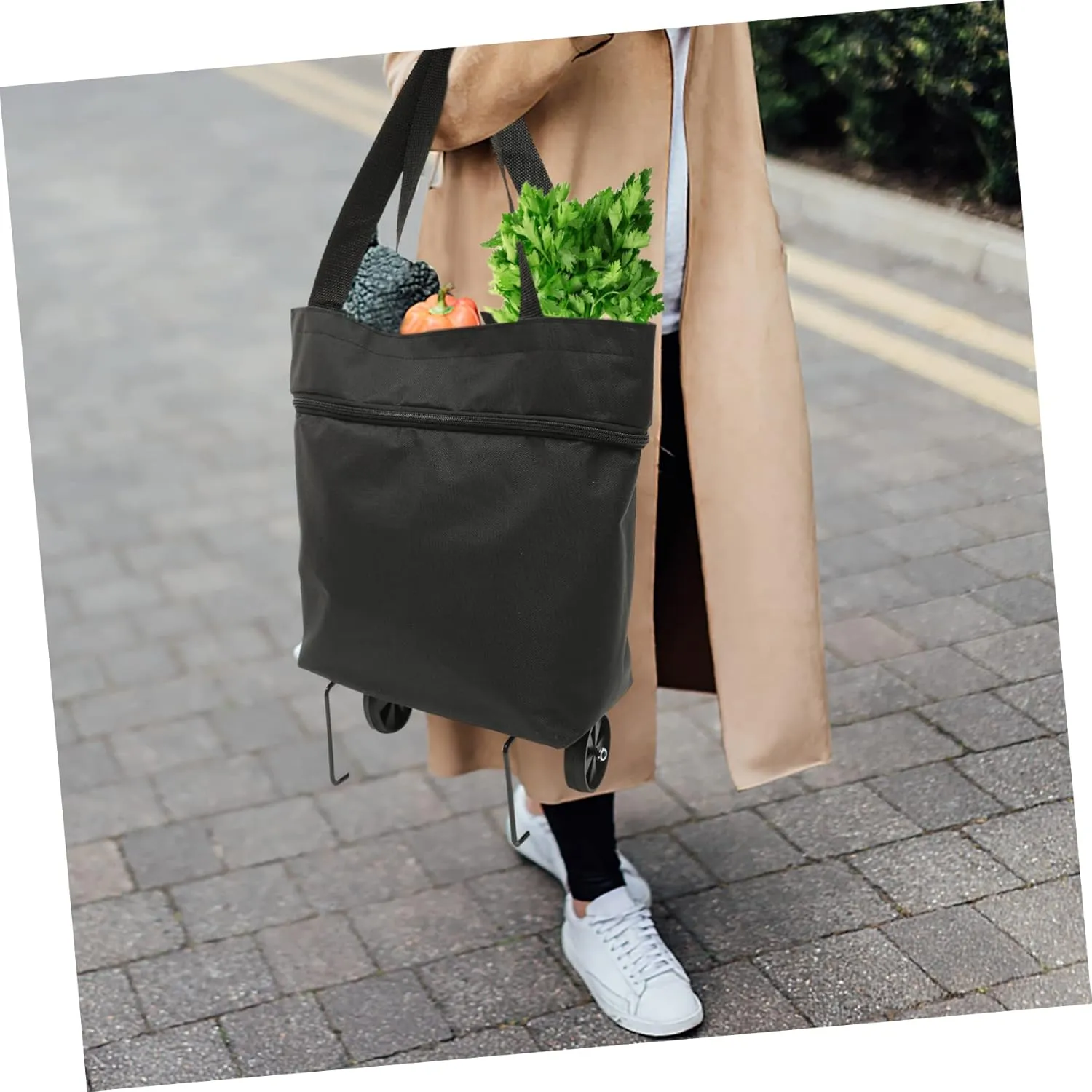 Foldable Wheel Storage Bag Tote Bags Trolley Sleeve for Laundry Cart Moving Bag Carts Wheels for Shopping