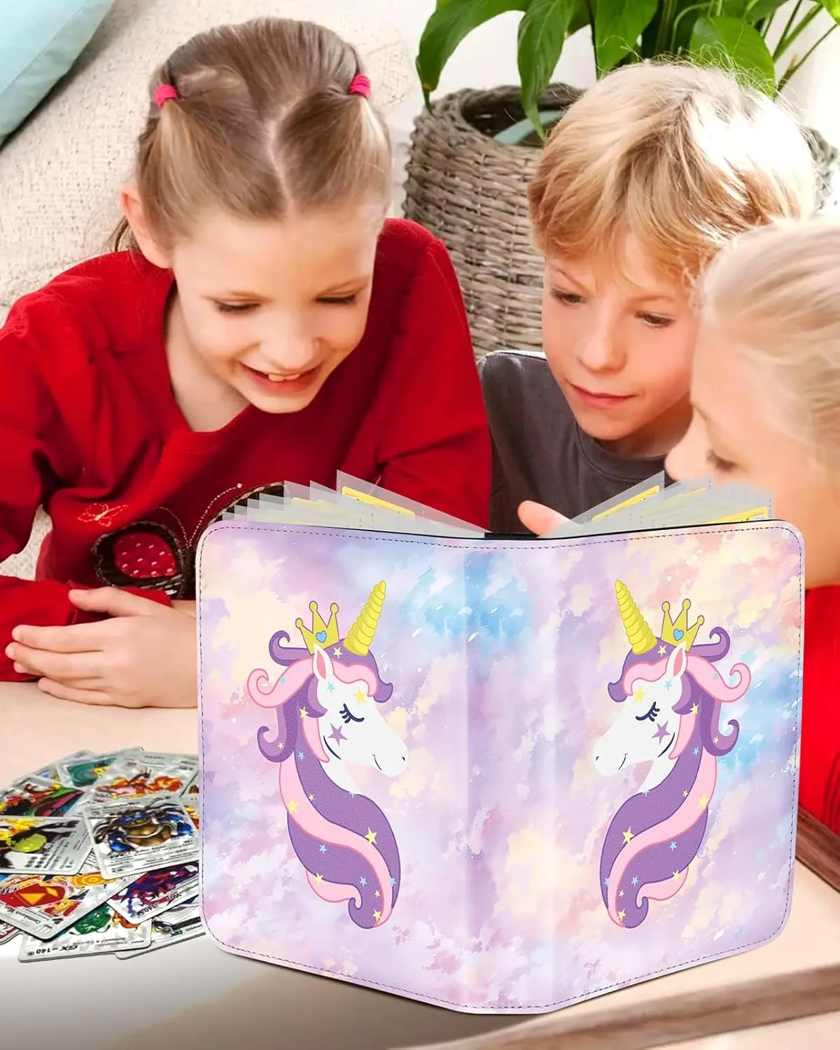 for Card Binder with 440 Pockets 4 Pocket - Trading Card Collection Album Folder for Kids Girls Men Boys Teens for Sports Cards Game Cards with Zipper Hand Carrying, Unicorn