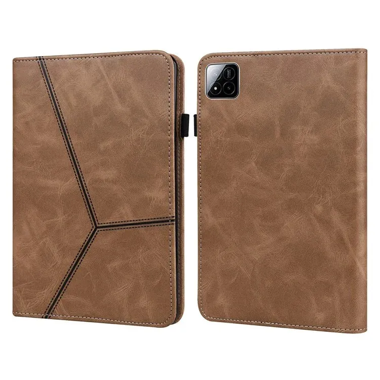 For Xiaomi Pad 7 Pro  /  Pad 7 Case Line Imprinted PU Leather Card Holder Tablet Stand Cover