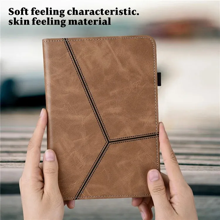 For Xiaomi Pad 7 Pro  /  Pad 7 Case Line Imprinted PU Leather Card Holder Tablet Stand Cover