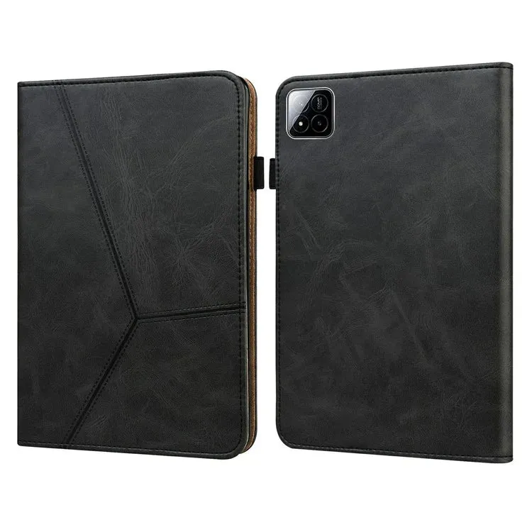 For Xiaomi Pad 7 Pro  /  Pad 7 Case Line Imprinted PU Leather Card Holder Tablet Stand Cover