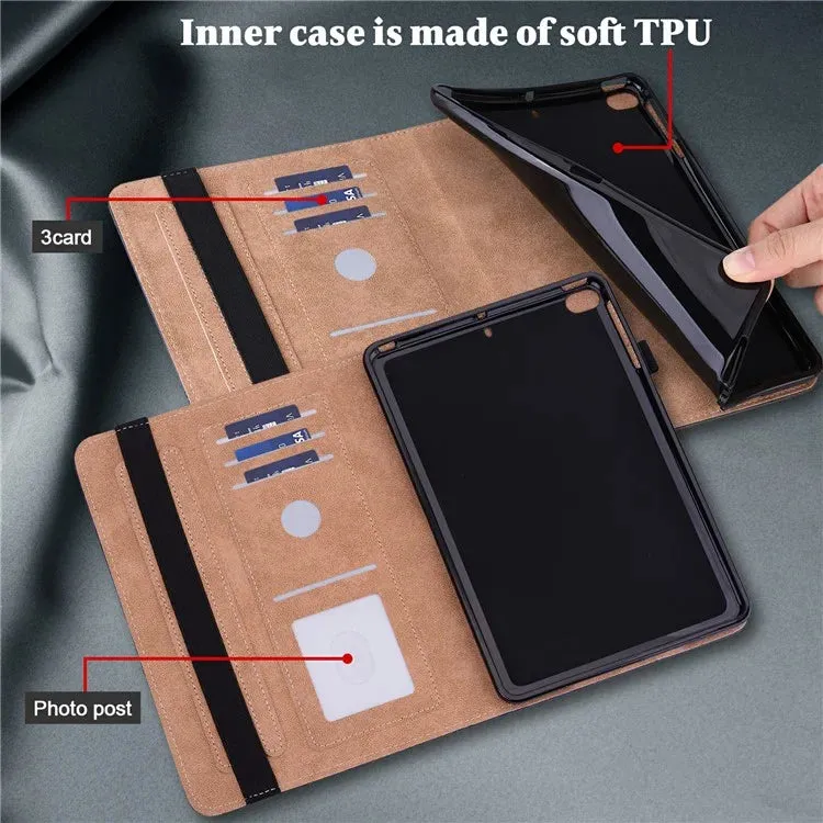 For Xiaomi Pad 7 Pro  /  Pad 7 Case Line Imprinted PU Leather Card Holder Tablet Stand Cover