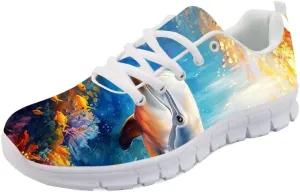 Forchrinse Hawaiian Hibiscus Leaves Lightweight Running Shoes Non Slip Soft Walking Shoes Casual Athletic Shoes