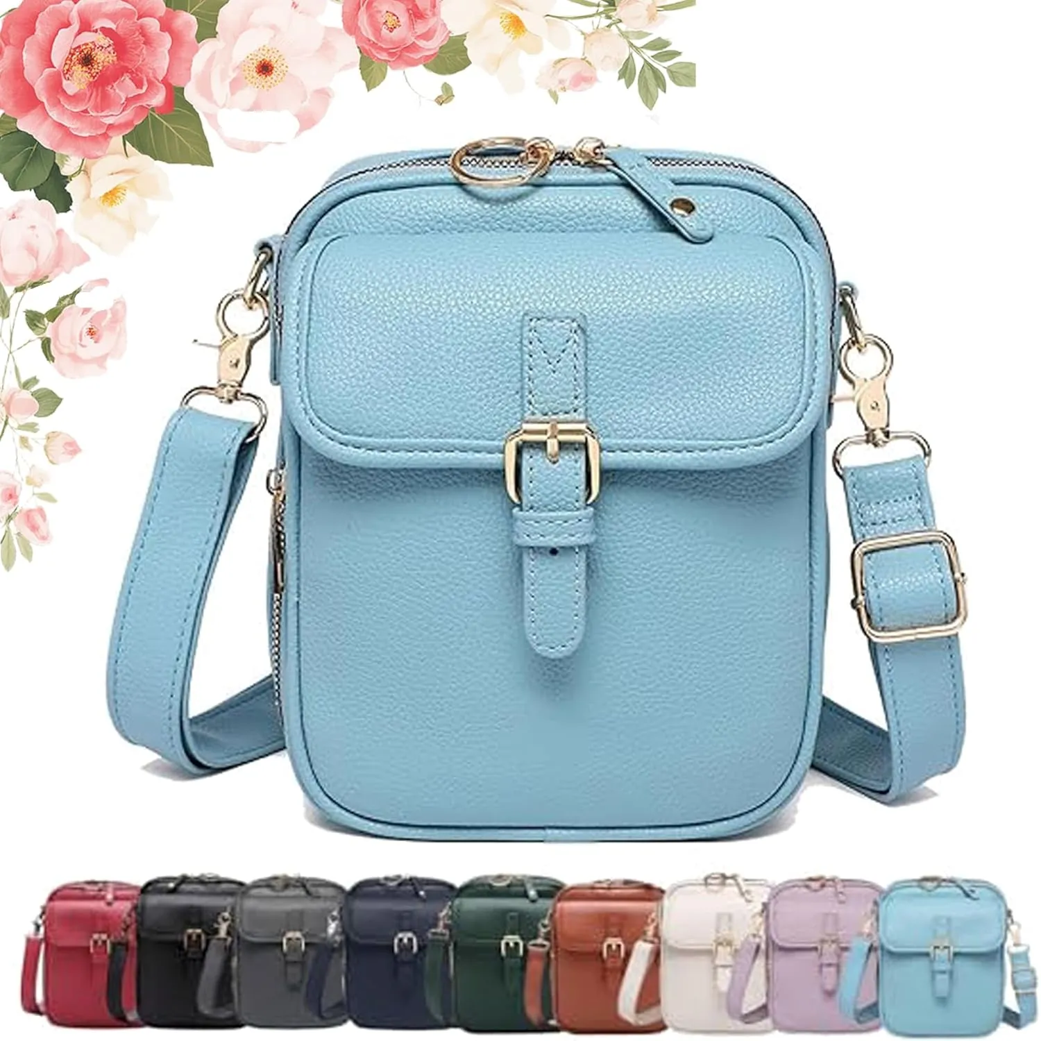 Forcipower Crossbody Bag, Collaboraten1 Crossbody Leather Bag, Urvashi Mini Anti Theft Shoulder Bag with 10 Card Slots