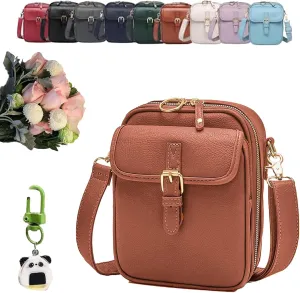 Forcipower Crossbody Bag, Urvashi Crossbody Leather Bag with Built in Wallet,Vintage Messenger Bag