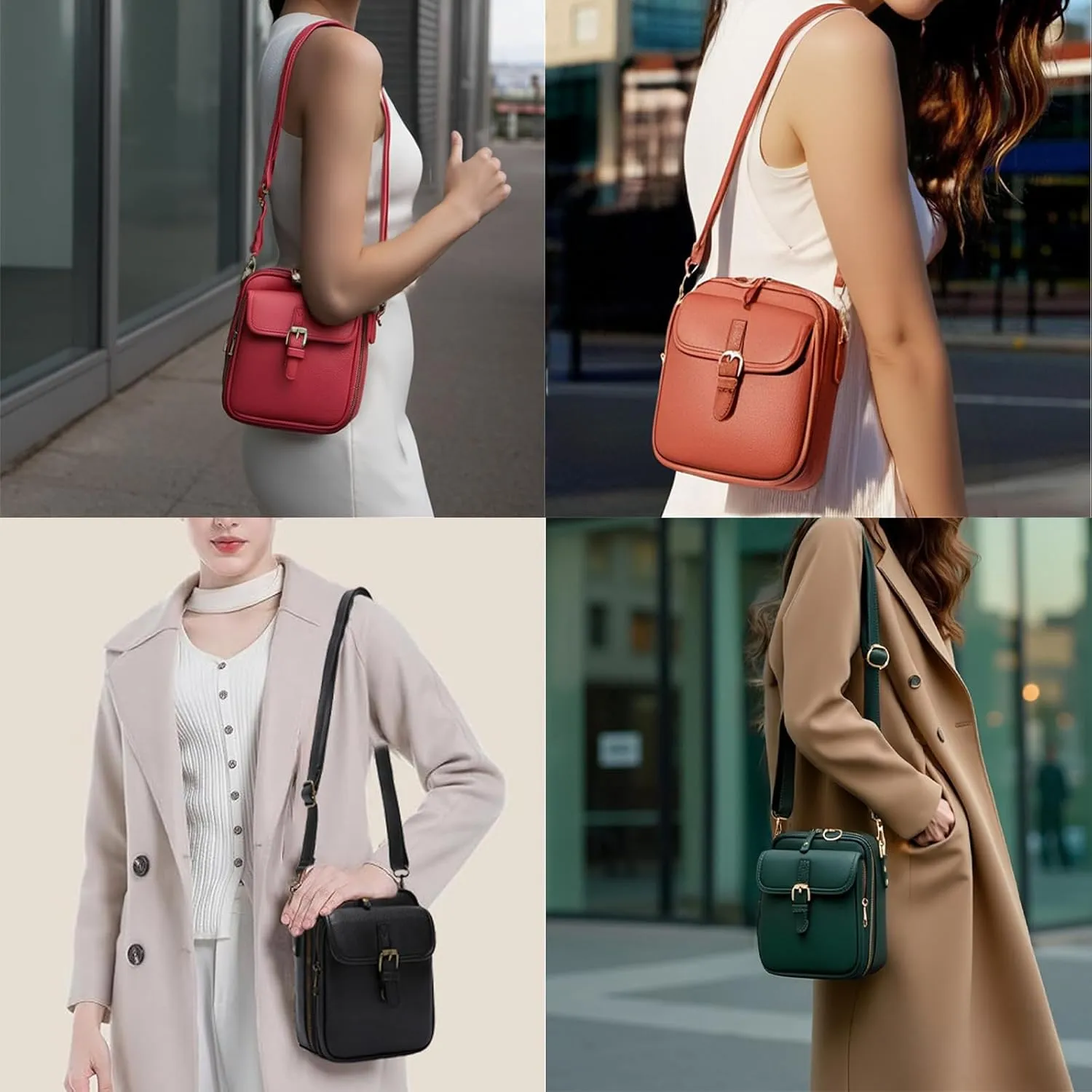 Forcipower Crossbody Bag, Zealburst Crossbody Leather Bag, Vintage Double Layer Large Capacity Cross-Body Bags