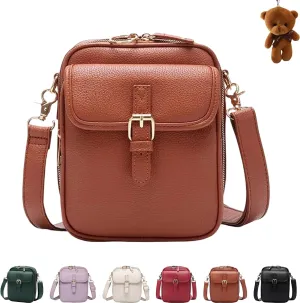 Forcipower Crossbody Bag, Zealburst Crossbody Leather Bag, Vintage Double Layer Large Capacity Cross-Body Bags