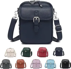 Forcipower Crossbody Leather Bag, Small Urvashi Purse with Card Slots, Vintage Double Layer Anti Theft Purse