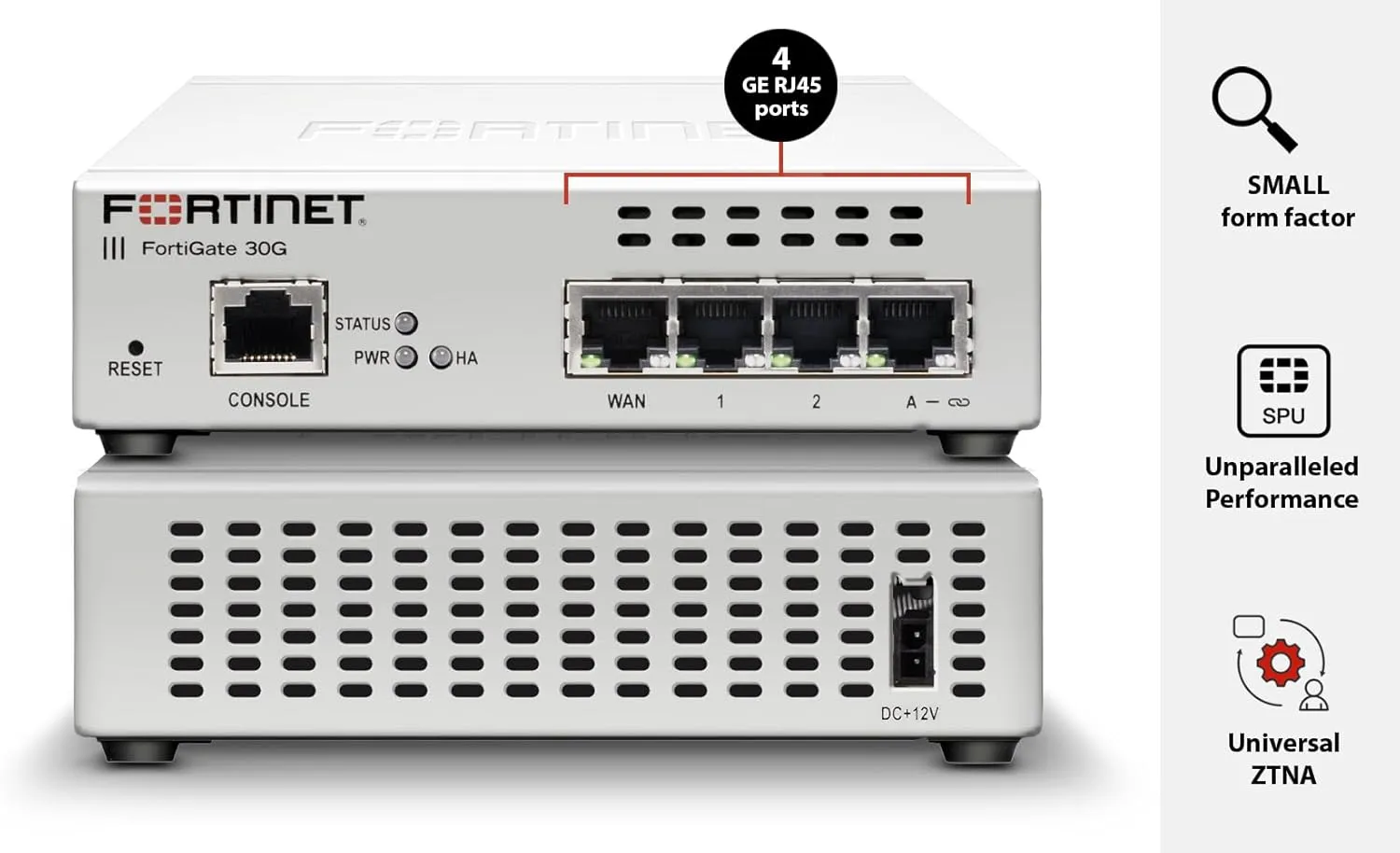 Fortinet FortiGate-30G Firewall for Small Offices with 4 Gigabit Ethernet RJ45 Ports (FG-30G)
