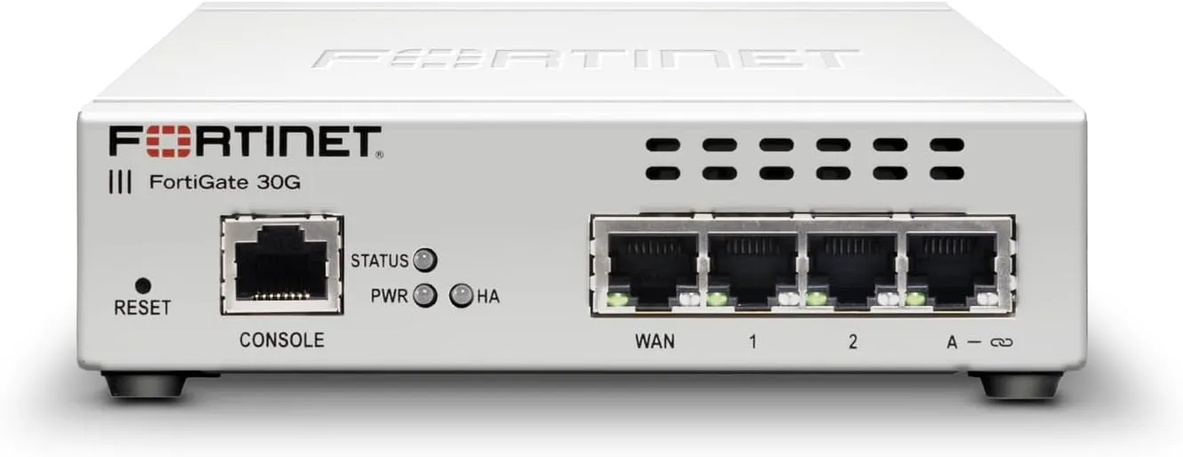 Fortinet FortiGate-30G Firewall for Small Offices with 4 Gigabit Ethernet RJ45 Ports (FG-30G)