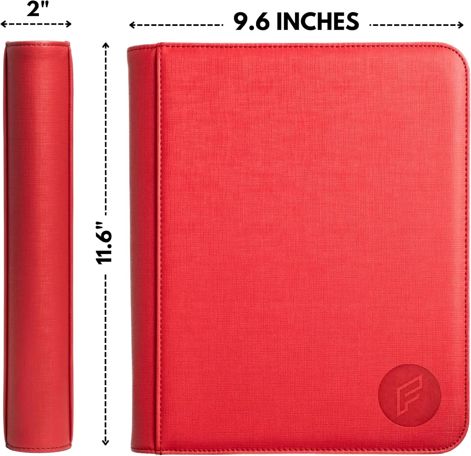 FORZAROCKET 4 Pocket Toploader Binder, Holds 112 Top Loaders, 8 INCLUDED, Waterproof PU Leather, Archival Safe Pockets, Compatible with Sports, Trading Cards in 3"x4" Toploaders (Lava Red)