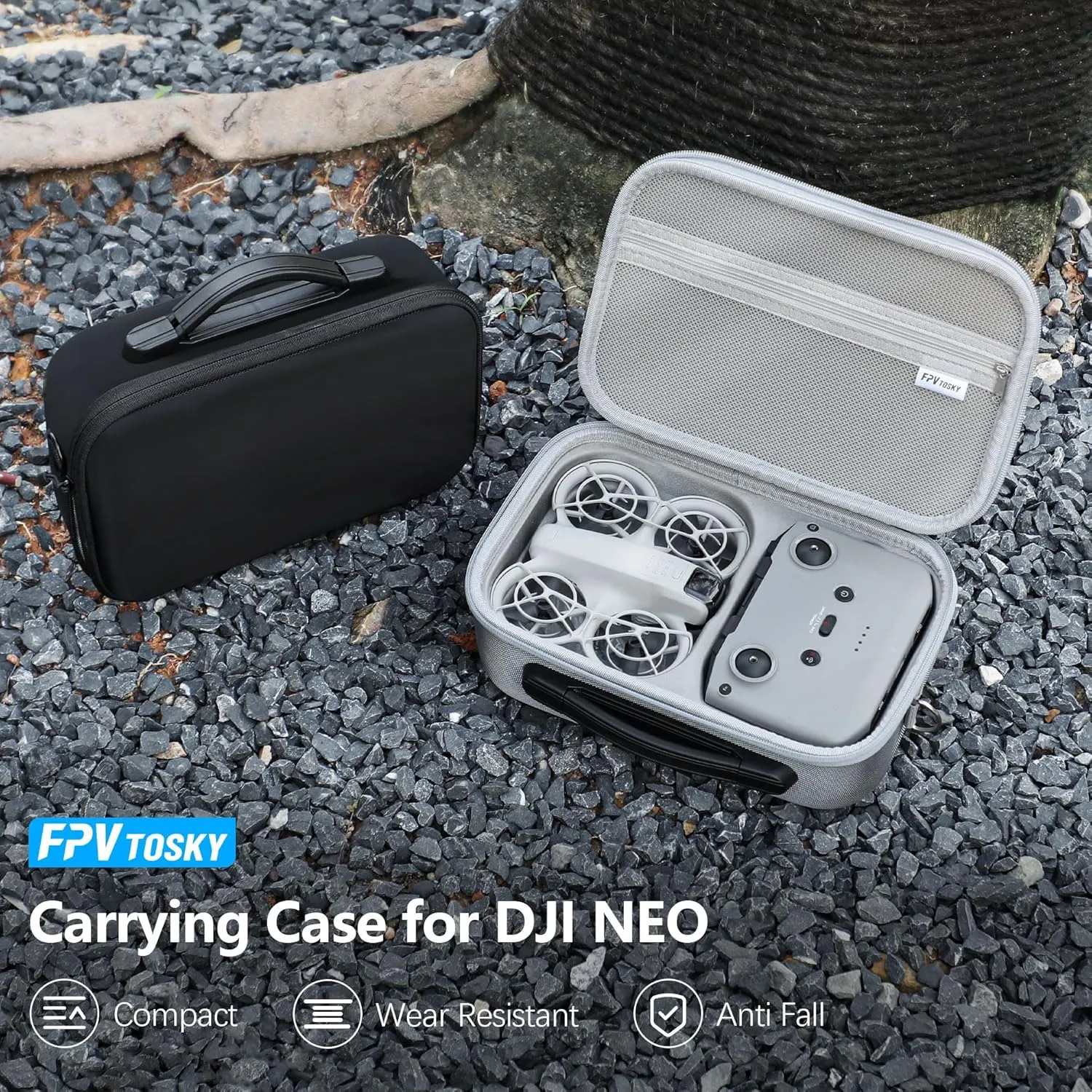 FPVtosky Neo Carrying Case Drone Portable Bag for DJI Neo Fly More Combo Compact Bag with RC-N3 Storage Drone Accessories Black