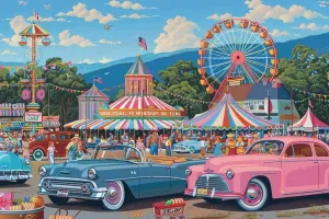 Framed Canvas Wall Art Cartoon Amusement Park Modern Home Decor Abstract Oil Painting Series,Niche Wall Art (Hangable 24X36 inch) Wooden Inner Frame Wall Poster Canvas