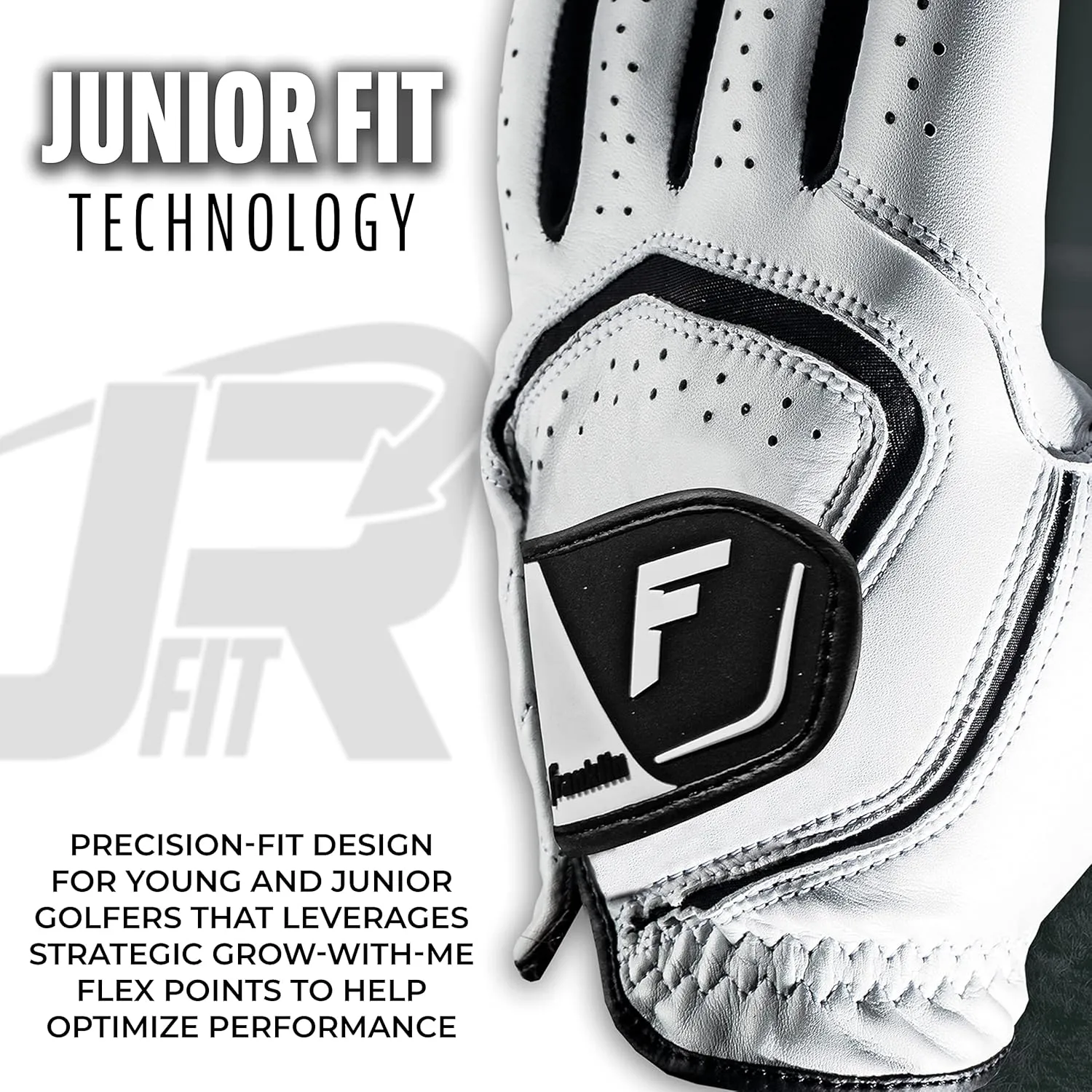 Franklin Sports Golf Glove - Pro Golf Gloves - Premium Leather Golfing Glove - Maximum Grip - White - Black
