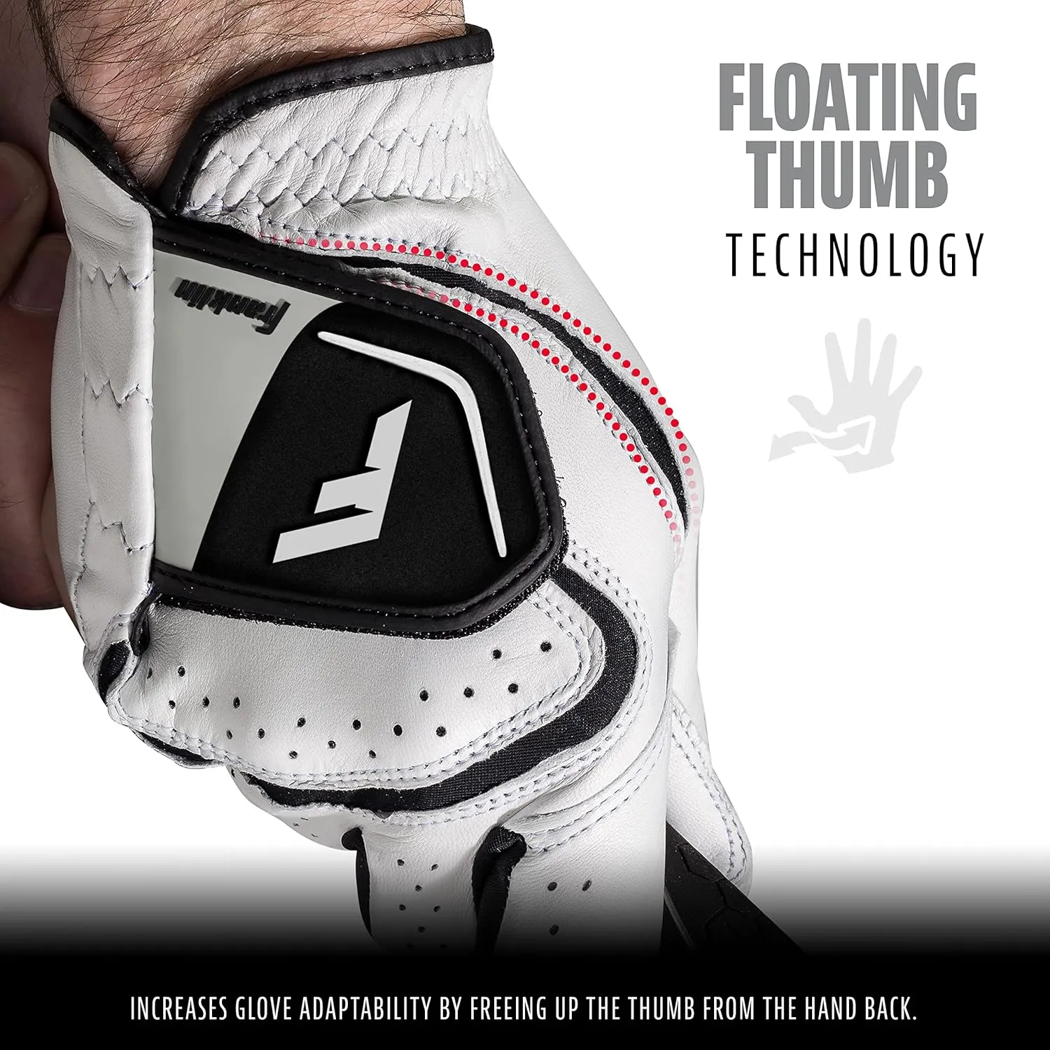 Franklin Sports Golf Glove - Pro Golf Gloves - Premium Leather Golfing Glove - Maximum Grip - White - Black