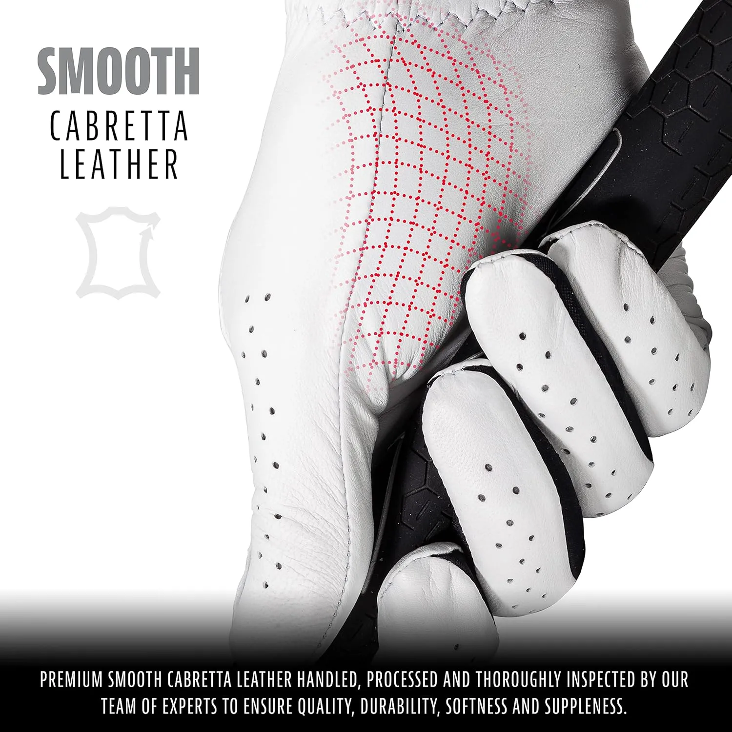 Franklin Sports Golf Glove - Pro Golf Gloves - Premium Leather Golfing Glove - Maximum Grip - White - Black