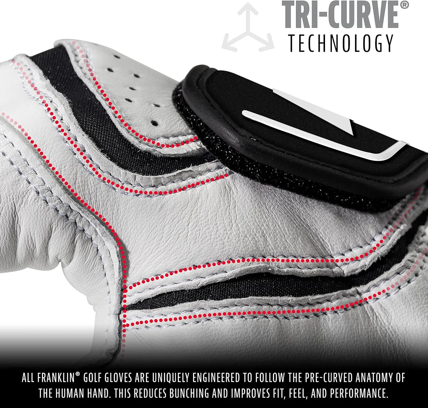 Franklin Sports Golf Glove - Pro Golf Gloves - Premium Leather Golfing Glove - Maximum Grip - White - Black
