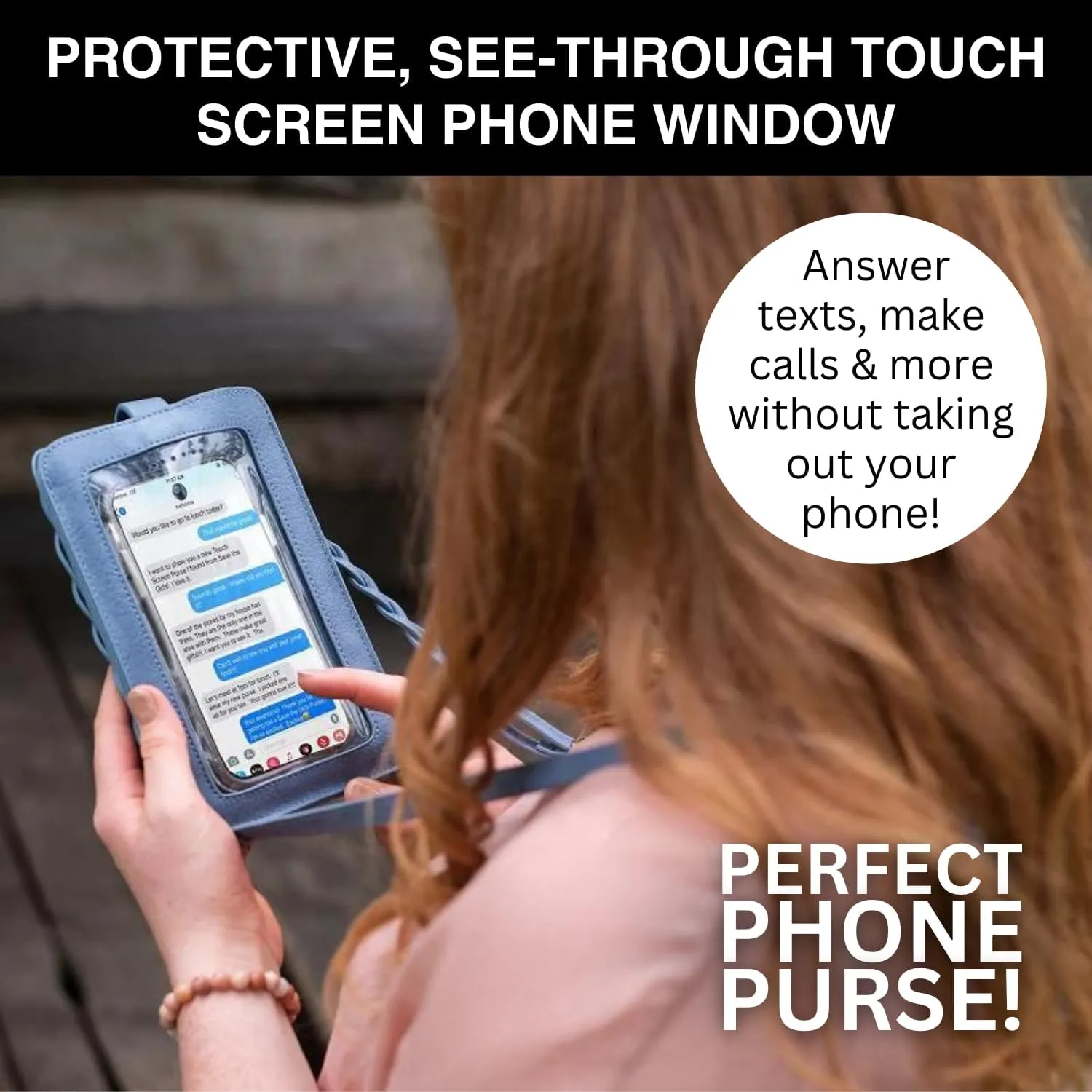 Free Spirit Touchscreen Purse Lightweight Smartphone Purse with 4 Credit Card Slots, Bella Blue