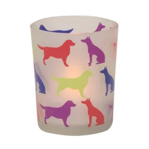 Frost Glass Dogs Silhouette Votive Holder