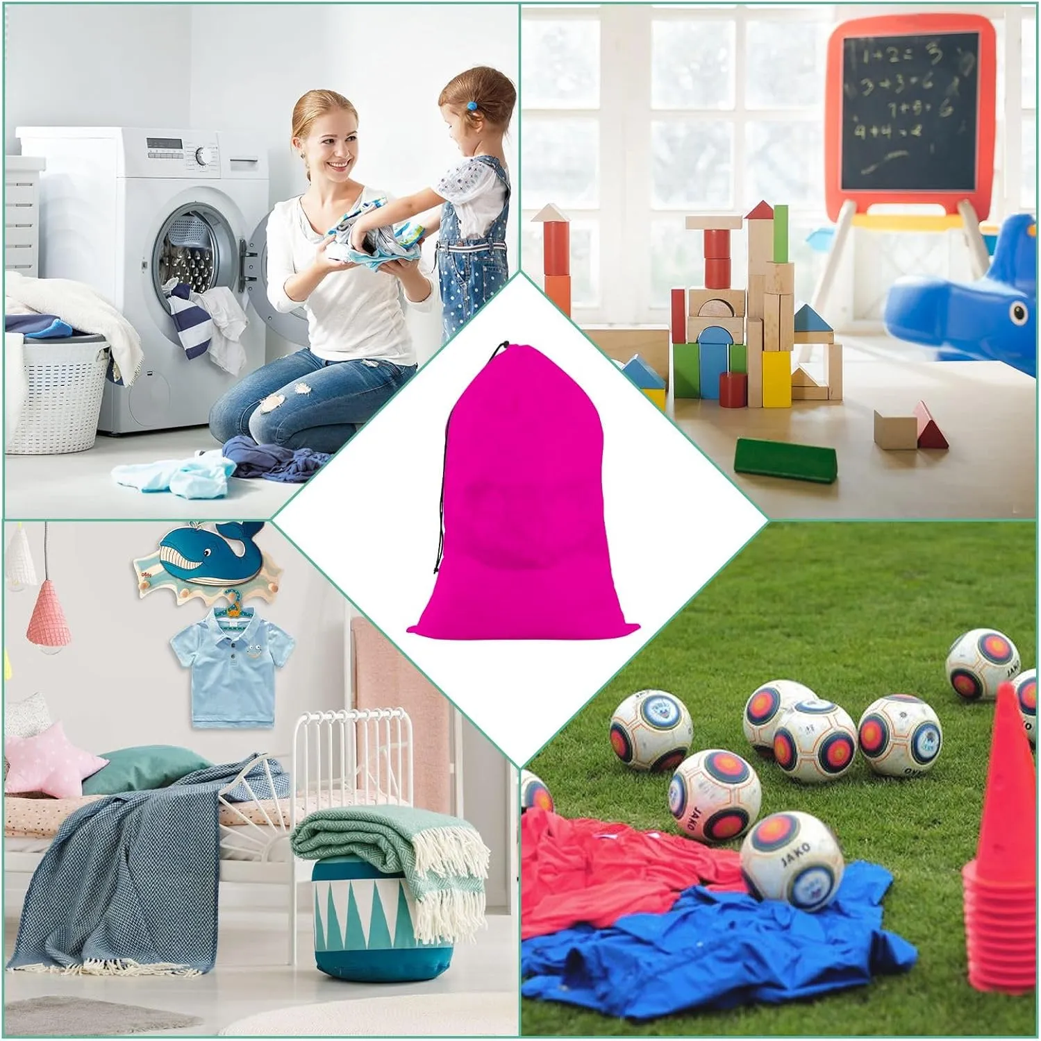 Fuchsia Cloth Laundry Bag, Garment Bag for Washing Machine, Mesh Laundry Bag Large