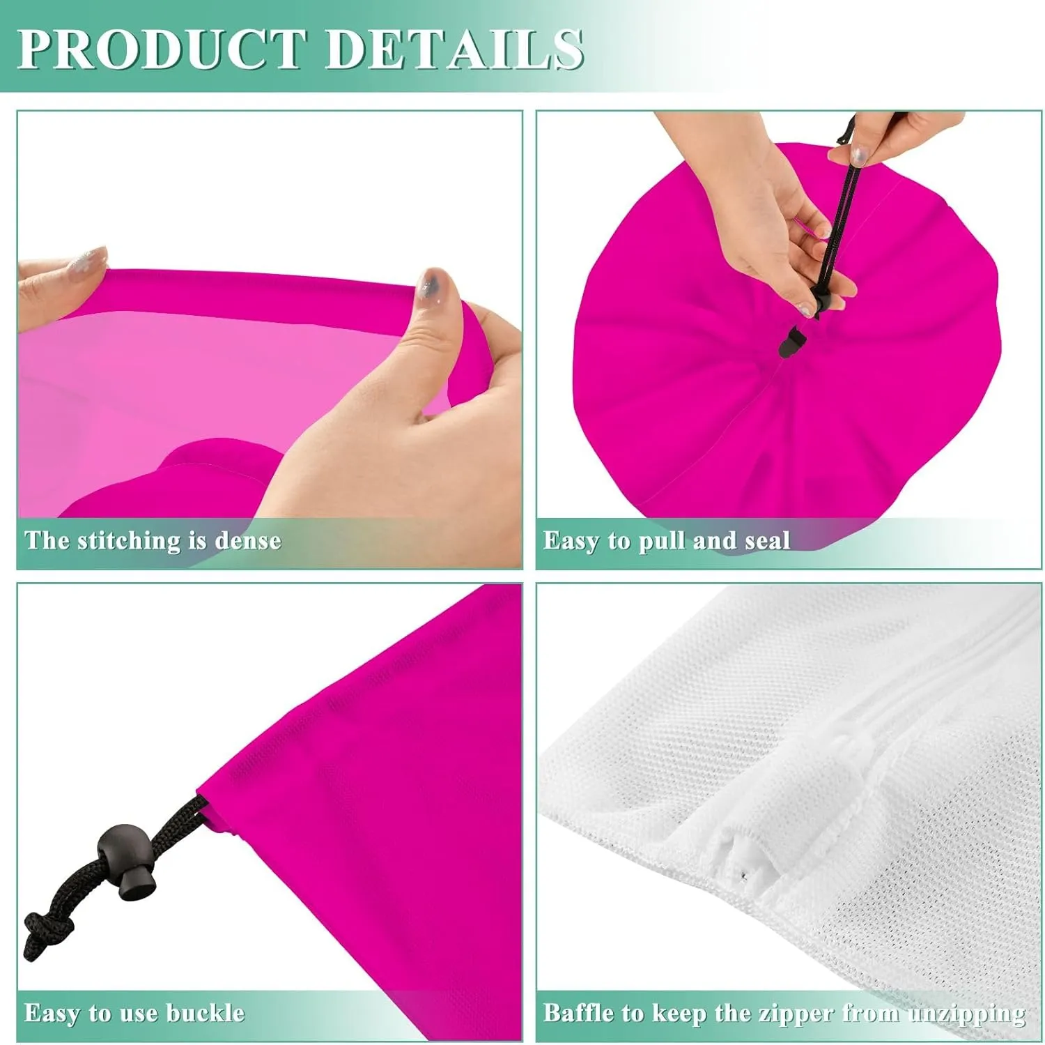 Fuchsia Cloth Laundry Bag, Garment Bag for Washing Machine, Mesh Laundry Bag Large