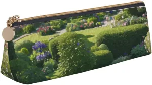 Full Of Plants Pen Case Small Pencil Bag Triangle Pu Leather Pen Pouch Pen Bag Storage Bag With Zipper