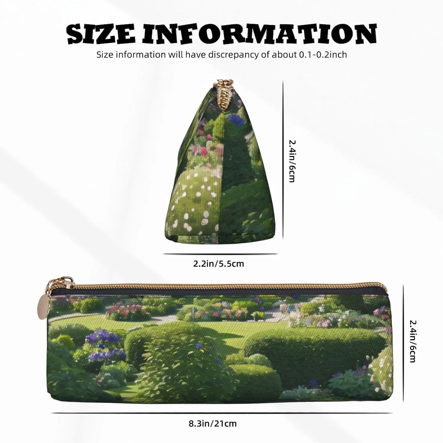 Full Of Plants Pen Case Small Pencil Bag Triangle Pu Leather Pen Pouch Pen Bag Storage Bag With Zipper