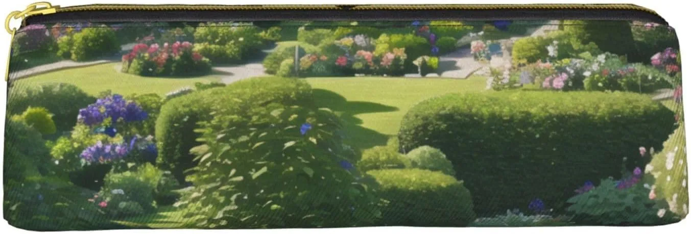 Full Of Plants Pen Case Small Pencil Bag Triangle Pu Leather Pen Pouch Pen Bag Storage Bag With Zipper